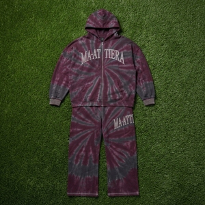 ชุดเซ็ตฮู้ดดี้และกางเกงขายาวสีเบอร์กันดีสำหรับผู้ชาย เสื้อฮู้ดซิป มีฮู้ด กางเกงขายาวทรงกว้าง ชุดลำลองสองชิ้น สไตล์สตรีทแวร์ - Product Image 5