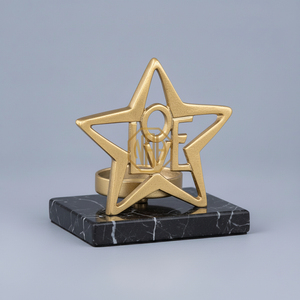 Sculpture en métal étoile scintillante en aluminium avec base en marbre noir, décoration de table, cadeau, artisanat, exportateur, fournisseur - Product Image 5