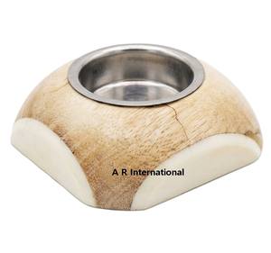 Porte-bougie en bois de style nordique, imprimé à la main en soie, 1 couleur, forme unique, décoration de Noël, fabrication artisanale indienne - Product Image 3