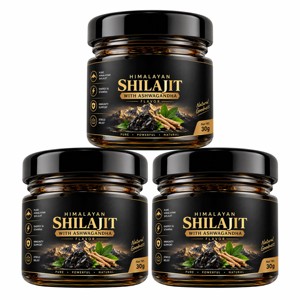 Résine de Shilajit de l'Himalaya OEM/ODM infusée à l'Ashwagandha, riche en acide fulvique et minéraux (82%), Shilahit Premium 30g (60 portions) - Product Image 2