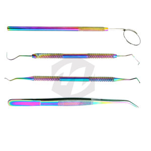 Juego de 4 Raspadores de Sarro Dental de Titanio Multicolor Arcoíris, Instrumentos Médicos para Limpieza e Higiene, con Empaque Protector - Product Image 6