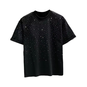 T-shirts pour hommes en coton 100% de haute qualité, personnalisés avec logo imprimé, ornés de strass, séchage rapide, respirants, style streetwear tendance - Product Image 1