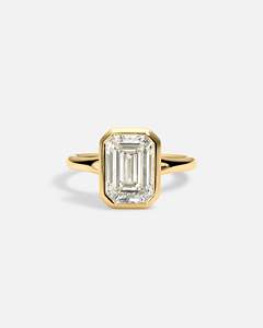 แหวนเพชรเม็ดเดี่ยวทรงเหลี่ยมมรกต 14K ทองคำแท้ รับรองโดย IGI เพชรเพาะเลี้ยงหลากสี หลายขนาดกะรัต ดีไซน์หรูหรา สง่างาม - Product Image 1