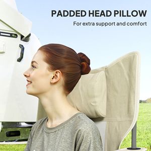 Set di 2 Sedie da Campeggio Pieghevoli Color Crema, Portatili con Poggiatesta Comfort, Borsa Termica, Portabicchieri e Borsa per il Trasporto - Product Image 5