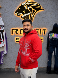 Sudadera con Capucha y Cremallera para Hombre, Diseño Nuevo, Transpirable, Color Rojo, Estilo Urbano, Estampado de Ángel, Felpa de Algodón, Corte Regular, Otoño - Product Image 2