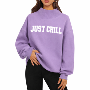 Sweat-shirt à col montant en molleton de coton oversize, effet délavé, chaud pour l'hiver, style streetwear décontracté, look vintage délavé - Product Image 1