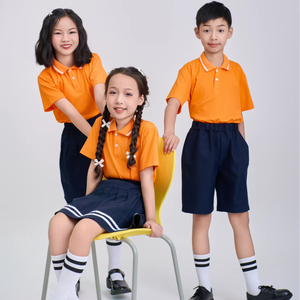 Camiseta Polo de Algodón y Poliéster para Niños de Primaria, Marca FMF Vietnamita, Tejido Spandex 50D (Naranja) - Product Image 1