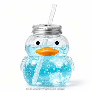 Cute Duck 500ml PET Aluminum Screw Cap <b>Plastic</b> Bottles OEM ODM for Juice Milk Tea Coffee <b>Packaging</b> - Product Image 6