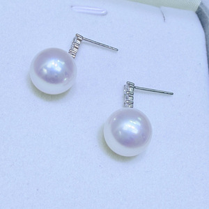 ต่างหูมุกน้ำจืดทรงหยดน้ำ จูจี้ ซานเซีย ลake ออโรร่า ขนาด 10-11 มม. รูปทรงกลมสมบูรณ์แบบ ไร้ตำหนิเกือบทั้งหมด ขายส่ง - Product Image 3