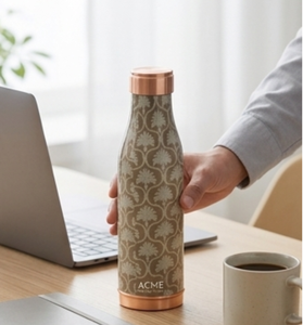 Luxury Printed Copper Water <b>Bottle</b> Vintage Pattern Pure Copper Leak Proof Eco Friendly <b>Flask</b> Ideal For Home Office And Travel - Product Image 2