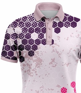 Polo à manches courtes pour homme Corex, imprimé géométrique nid d'abeille, polyester à séchage rapide, vêtements de sport décontractés - Product Image 4