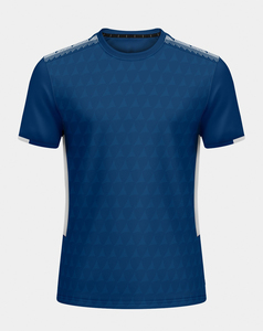 Camiseta de Fútbol Ligera para Hombre, con Estampado Geométrico Azul, Manga Corta, Cuello Redondo, Absorbe la Humedad, Ajuste Atlético, Ropa Deportiva Sublimada - Product Image 1