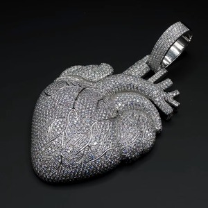Luxury Iced Out Heart Shape Pendant Hip Hop Fine Jewelry Solid 925 Sterling Silver Pendant Pass Diamond <b>Tester</b> Pendant For Men's - Product Image 3