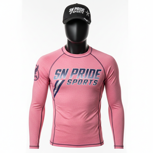 Custom Size Eco-Friendly Spandex/Polyester Compression MMA Long Sleeve Rash Guard Comfortable Sublimation Fitness Hot Selling - Product Image 1