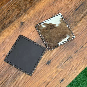 Modern Design <b>Hair</b> On Hide Genuine Leather Tea Coaster Set <b>for</b> Coffee Cups Tea <b>Pads</b> Party Favors Unique Western Set Home Decor - Product Image 5
