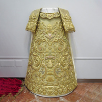 Robe de soirée et de mariage pour femme, en soie brodée à la main, avec tissu doré motif Vierge Sacrée, personnalisée, design moderne
