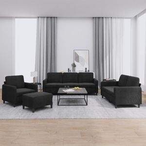 Conjunto de Sofá Rectangular de Terciopelo Negro Moderno para Sala de Estar, Tamaño Promedio - Product Image 1