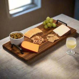 Plateau de rangement et de service rectangulaire long avec poignées surélevées, élégant centre de table pour recevoir, comptoir de cuisine et décoration intérieure - Product Image 3