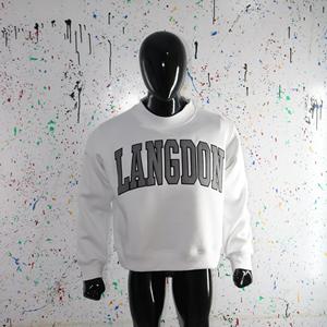 LANGDON ASH GREY <b>Mock</b> <b>Neck</b> Sweatshirt 100% GREY Applique Embroidery wide <b>neck</b> Sweatshirt Finer Threads - Product Image 1