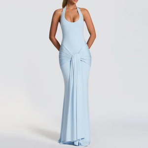 Vestidos de Noche Elegantes de Sirena con Cintura Imperio y Cuello Halter para Mujer, Estilo Europeo Americano, Novedad al por Mayor, con Malla Transfronteriza para Fiesta - Product Image 5