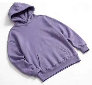 Sudadera con Capucha Extra Grande Color Lavanda Morado con Logotipo OEM, Unisex, 350GSM, Felpa, Hombros Caídos, Bolsillo Canguro - Product Image 5