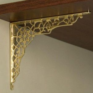 Antique Finish Brass <b>Shelf</b> Support <b>Bracket</b> Heavy Duty Decorative Triangle Wall Mount Holder for Wooden <b>Floating</b> <b>Shelves</b> - Product Image 5