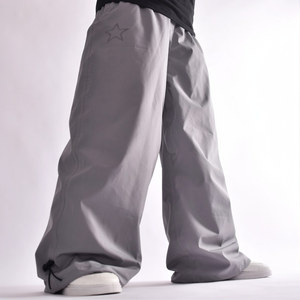 กางเกงกันหิมะสีเทากันน้ำทรงหลวมมีช่องระบายอากาศเอวแบบรูดและด้านล่าง - Product Image 1