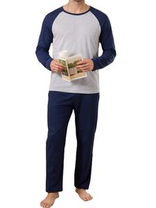 Ensemble de pyjama pour homme en coton 100% à manches longues et col rond, 2 pièces, avec pantalon long, respirant, vêtements de détente thermiques, Bangladesh - Product Image 6