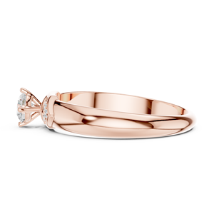 Bague de fiançailles solitaire ronde en or rose de luxe, bague de promesse vintage avec halo pour femme, bijoux de mode - Product Image 5