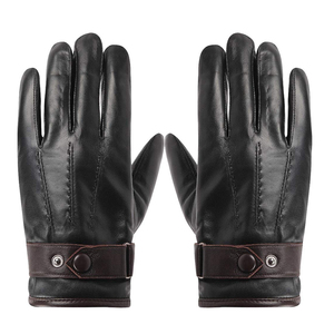 Gants de conduite en cuir de mouton noir pour homme OME Service, style uni, compatibles avec les écrans tactiles, respirants, pour une utilisation quotidienne en extérieur - Product Image 1