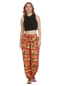 Sarouel en satin de coton taille libre pour femmes haut confortable Boho impression numérique Joggers hiver Baggy vêtements de détente plat respirant - Product Image 2