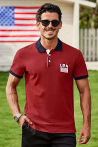 Camisetas Polo con Bandera Americana para Hombre, Polos Patrióticos de Golf 1776, Camisetas de Algodón Piqué - Product Image 2