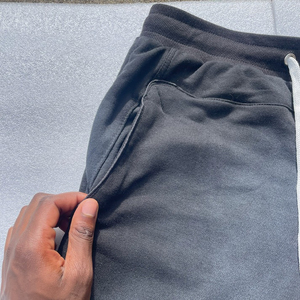 Pantalones Cortos de Felpa Francesa para Hombre, con Bordado Desgastado, Lavado Ácido, Color Sólido, Talla XXS, Efecto Desteñido, Cómodos, 100% Algodón, Cintura Elástica - Product Image 6