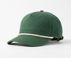 Casquette en coton unisexe verte avec bordure en corde contrastée, ajustement décontracté, chapeau printemps-été - Product Image 3