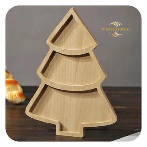 Assiette de service jetable en bois VietChoice, forme d'arbre irrégulière, design classique, écologique, pour fêtes - Product Image 3