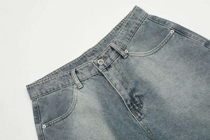 Shorts en jean tissé pour homme, taille mi-haute, coupe droite, style décontracté, haute qualité, pour l'été - Product Image 5