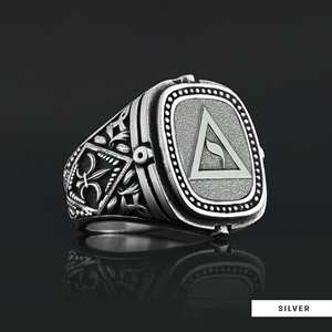 แหวนเมสัน BOJ รุ่น 034 แบบกำหนดเองได้ สำหรับทั้งชายและหญิง แหวนตราประทับฟรีเมสันส่วนบุคคล แหวนตราประทับมาสเตอร์เมสันเท็กซัส สไตล์ฮิปฮอป สีเงิน ราคาประหยัด - Product Image 5