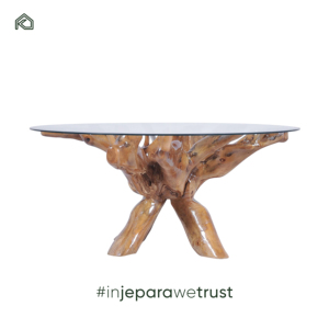 Mesa de Té de Vidrio Exótico con Raíz de Teca Indonesia, la Más Vendida, para Uso en Hoteles al Aire Libre, Muebles Contemporáneos, Ecológicos y Duraderos - Product Image 5