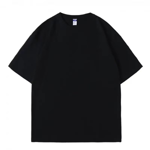 Oversized Men's Black <b>Polyester</b> Front <b>T</b>-<b>Shirt</b> Short Sleeve O-Neck Casual Jersey Plain Dyed Fit Regular Drop Shoulder Anti-Shrink - Product Image 1