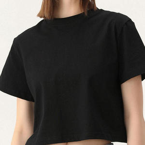 Camiseta corta elástica de cuello redondo estilo Y2K con logo personalizado para mujer, ajustada, informal y a la moda. - Product Image 3