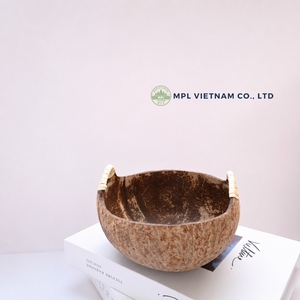 Tazón de coco natural al por mayor con asas de ratán, ecológico, hecho a mano, de madera, para ensalada, vajilla de Vietnam - Product Image 5