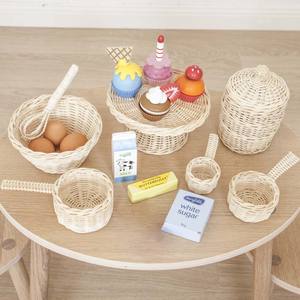 Pretend bakeware set rattan baking <b>accessory</b> toy cheap price kids pretend <b>play</b> <b>kitchen</b> utensil - Product Image 1