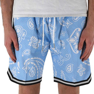 Pantalones Cortos de Baloncesto de Malla para Hombre, Personalizados con Logotipo Bordado, Color Morado y Dorado, Estilo Hawaiano, de Nailon - Product Image 4