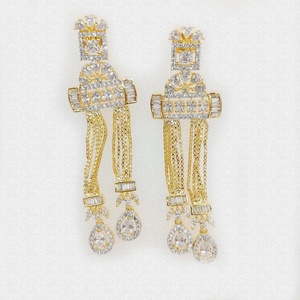 Pendientes de Aro de Latón con Rubí, Zafiro, Citrino y Circonita Cúbica, Bañados en Oro, Forma de Bola, Joyería Vintage para Fiesta - Product Image 3
