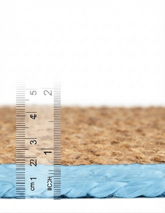 Alfombra rectangular de yute natural con borde azul cielo, alfombra tejida a mano para decoración del hogar - Product Image 5
