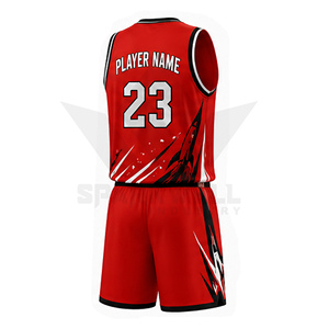 Conjunto de Uniforme de Baloncesto Personalizado Ramf Sports, Blanco, Rojo y Negro, Sublimado, Cuello en V, Sin Mangas, Unisex, Corte Atlético para Adultos - Product Image 6