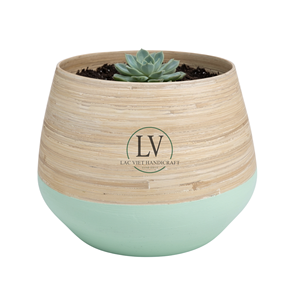 Scandinavian Style Spun <b>Bamboo</b> <b>Planter</b> Natural Small Indoor Flower <b>Pot</b> Decorative Plant <b>Pot</b> For Table Top Decor Made in Vietnam - Product Image 1