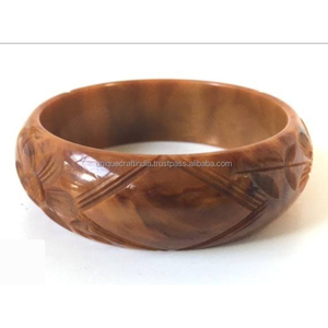 Sienna Glow Wooden Bangles Dark Polished Wood Carved Motif Classic Modern Women Fashion Jewelry Bracelet Artisan Wooden <b>Crafts</b> - Product Image 3
