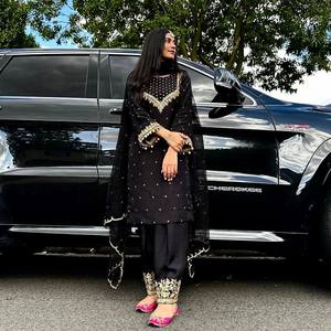 Designer <b>Indian</b> & Pakistani Clothing Party Wear <b>Top</b> Bottom and Dupatta Set - Product Image 3