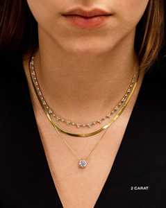 14k <b>Solid</b> <b>Gold</b> Round Lab Grown Diamond <b>Pendant</b> Necklaces Minimalist Everyday Luxury Delicate Dainty Cable Chain Charms Wholesale - Product Image 4